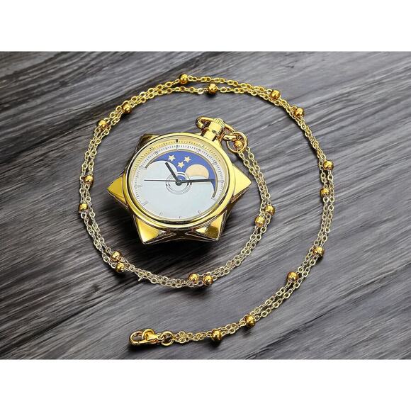 Sailor Moon Inspired Pocket Pendant Watch – Moon & Stars Anime Necklace Gift - Picture 5 of 9